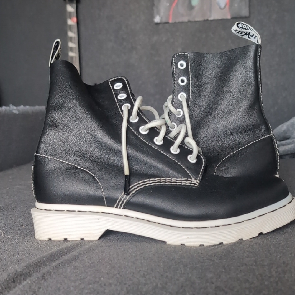 Dr. Martens Black and White Leather Boots